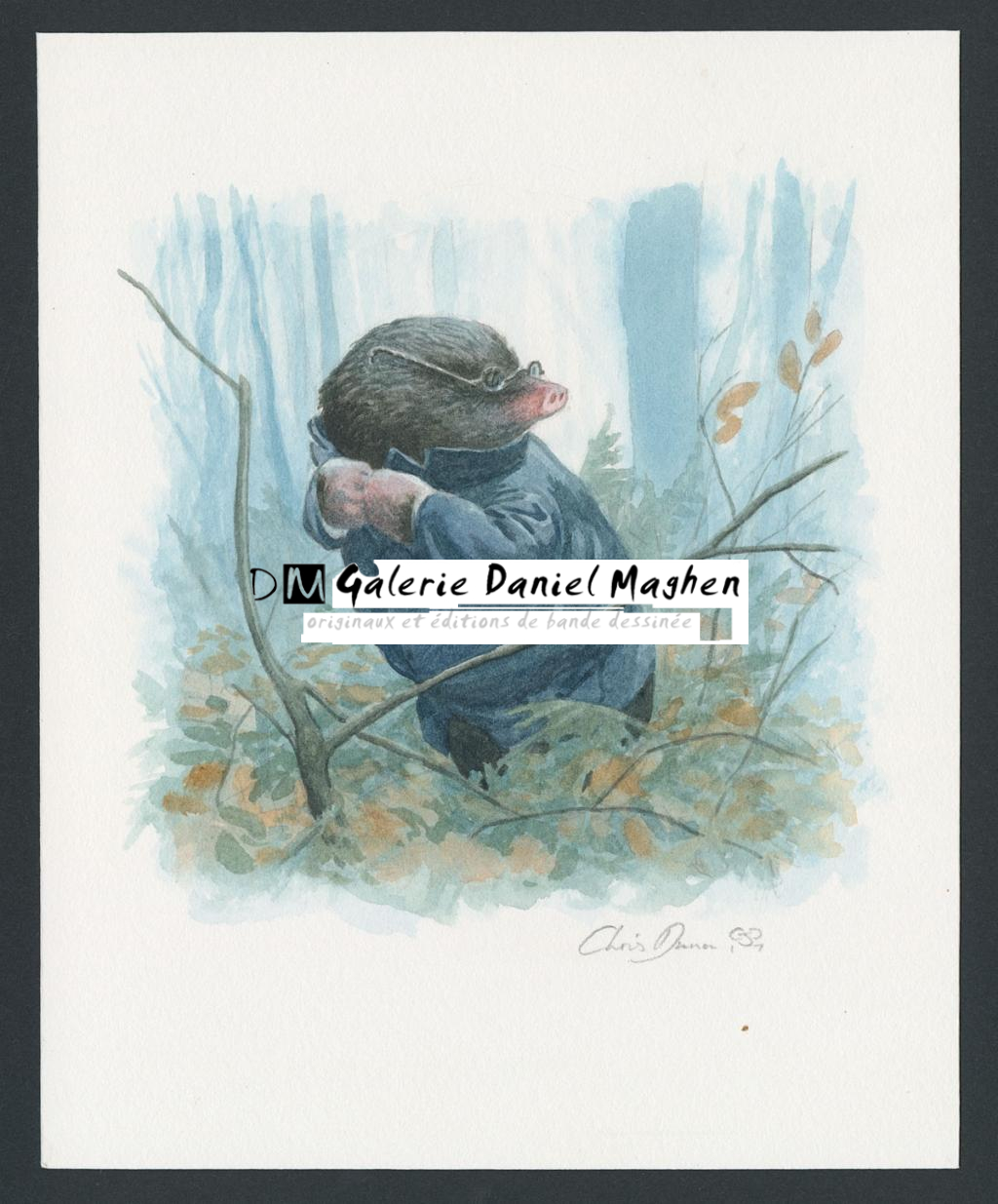 Illustration originale intitulée "Mole in the Wild Wood" (Taupe dans le bois sauvage) - Christopher Dunn - Aquarelle sur papier - 5491