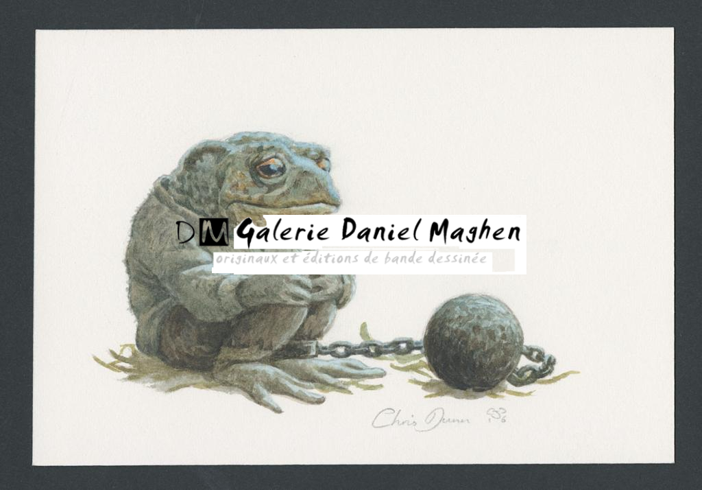 Illustration originale intitulée "Toad imprisoned" (Crapaud emprisonné) - Christopher Dunn - Aquarelle sur papier - 5493