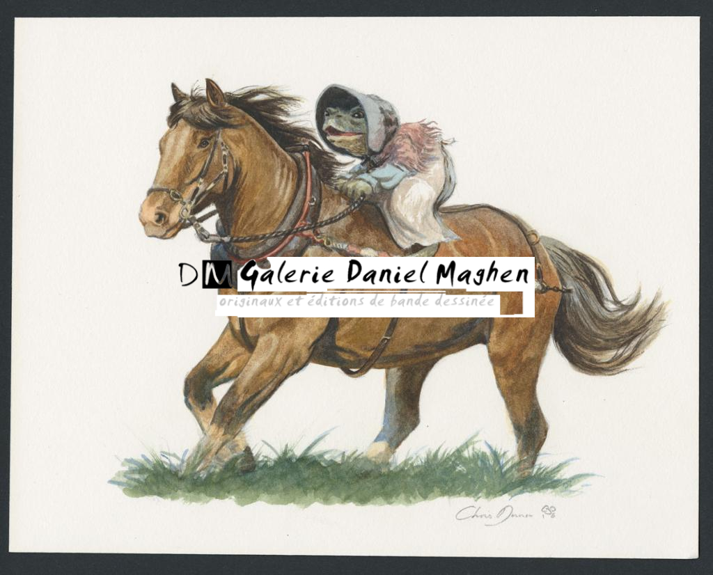 Illustration originale intitulée "Toad on horseback" (Crapaud à cheval) - Christopher Dunn - Aquarelle sur papier - 5495