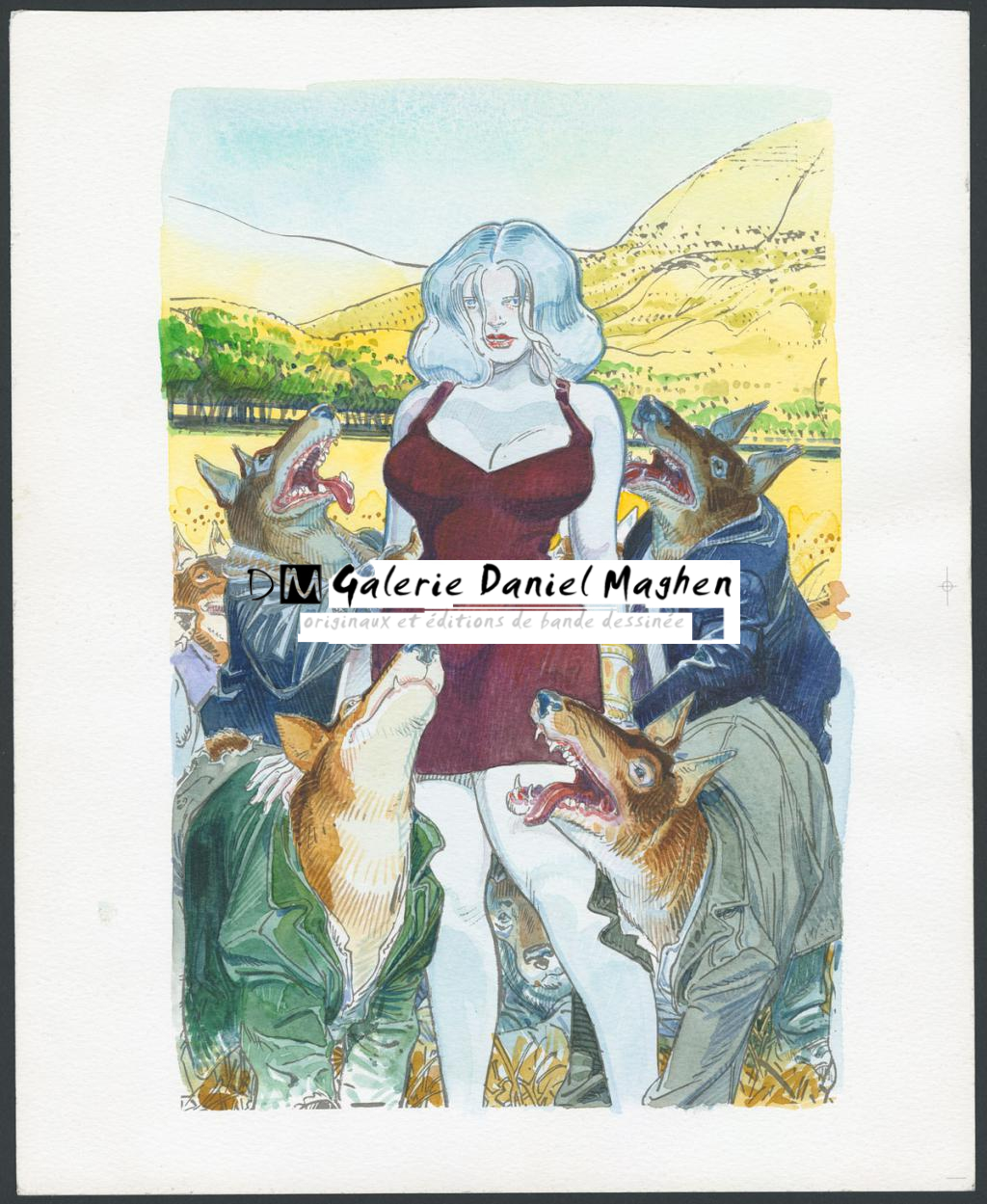 Couverture originale et sa mise en couleur  du roman en livre de Poche " Albina et les hommes chiens " d'Alessandro Jodorowsky aux éditions Metailie - François Boucq - Technique mixte - 4837