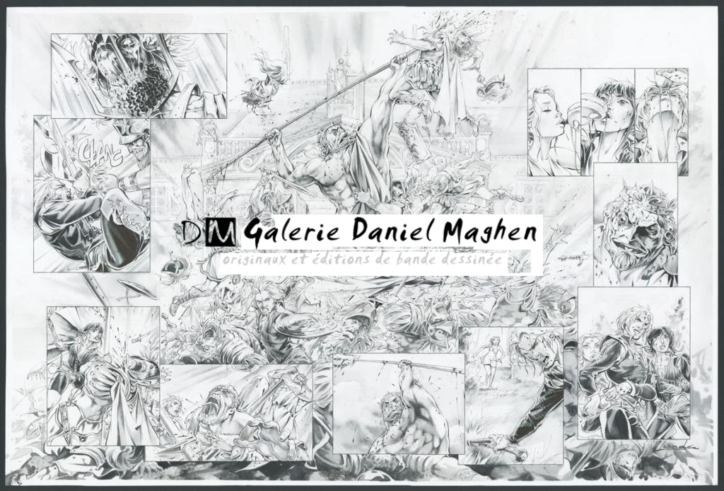 Double planche originale n°22-23 - Juan Luis Landa - Encre de Chine et lavis sur papier - 4184