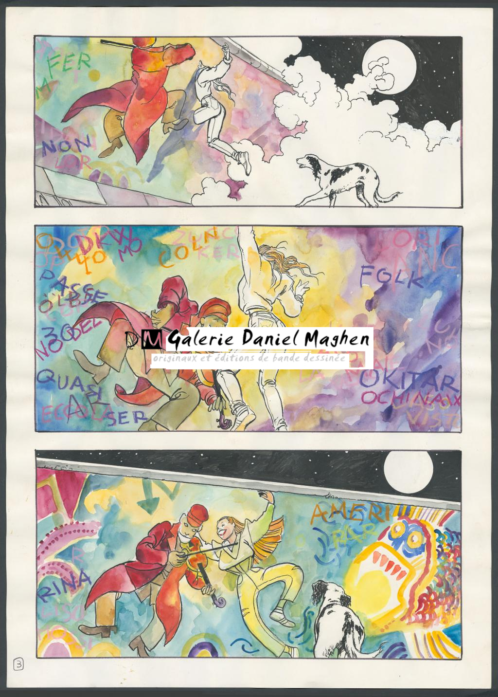 Planche originale n°3 - Milo Manara - Encre de Chine et encre de couleur sur papier - 4272