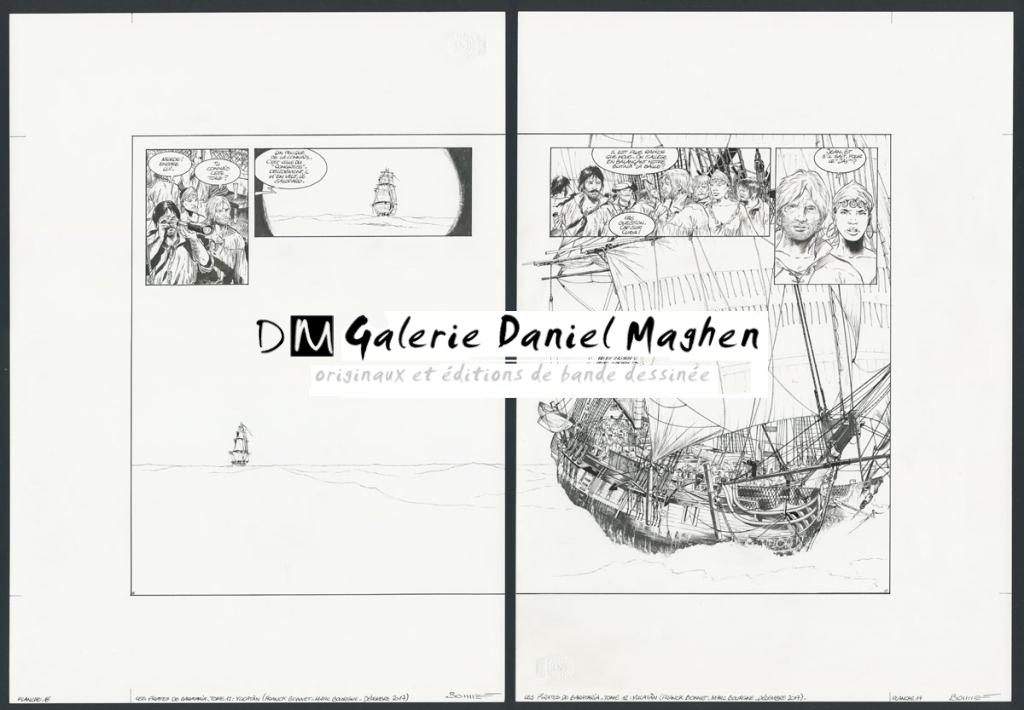 Double-planche originale n°16 et 17 - Franck Bonnet - Encre de Chine sur papier - 4287