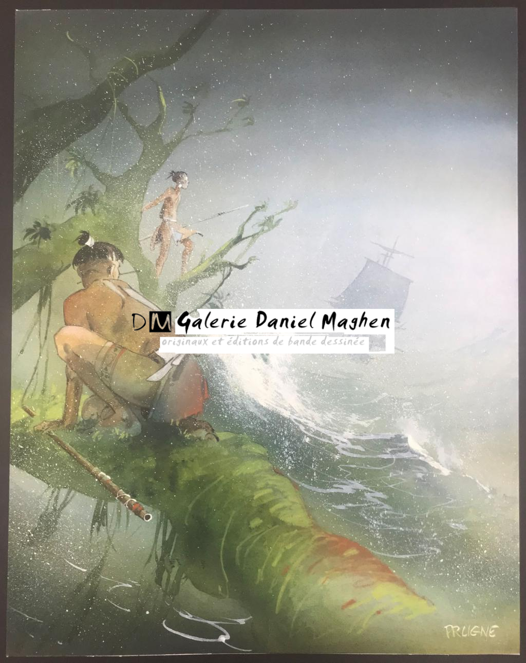 Illustration originale, recherche pour la couverture de l'album - Patrick Prugne - Aquarelle et crayon sur papier - 5411