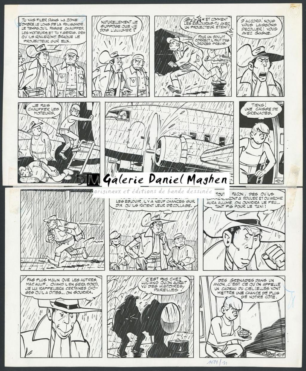 Planche originale n°40 accompagnée de son calque de mise en couleurs - Maurice Tillieux - Encre de Chine sur papier - 4467