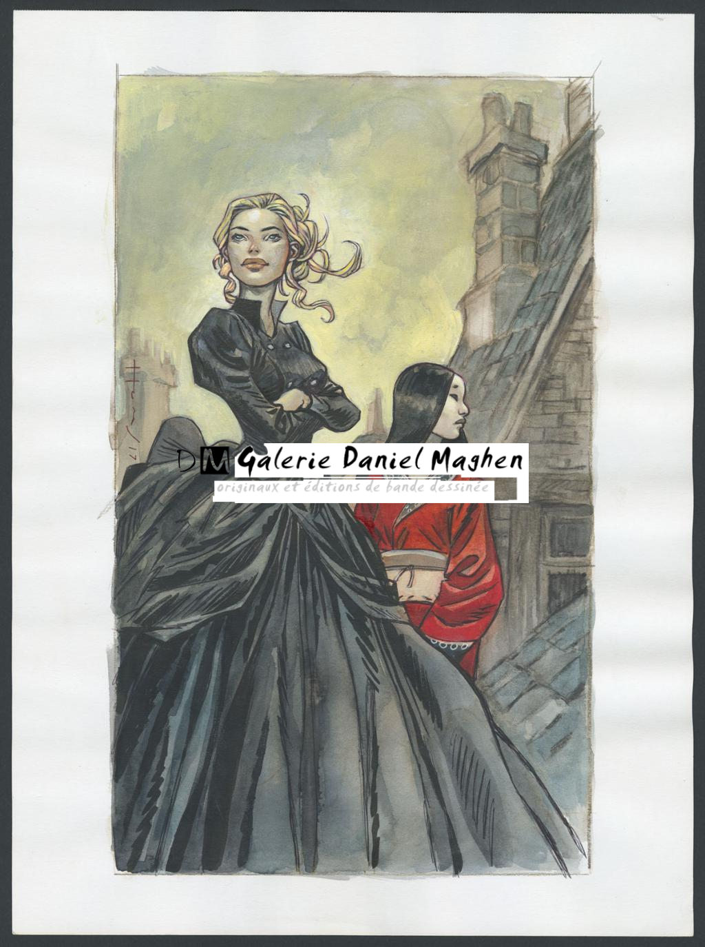 Illustration originale,exlibris BDNet - Homs - Encre de couleur et acrylique sur papier - 6118