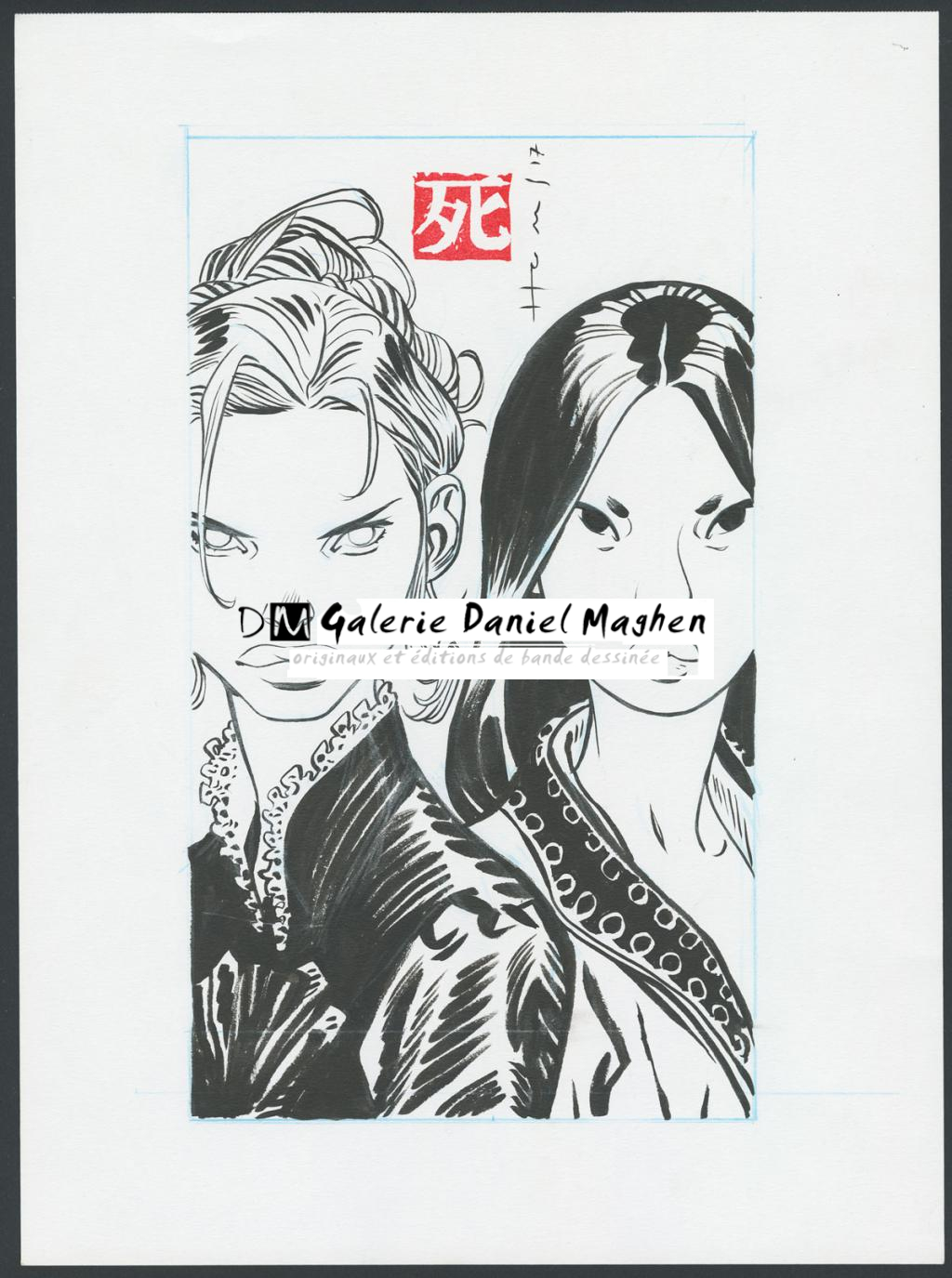 Illustration originale, exlibris de la librairie Super-Héros - Homs - Encre de Chine sur papier - 6119