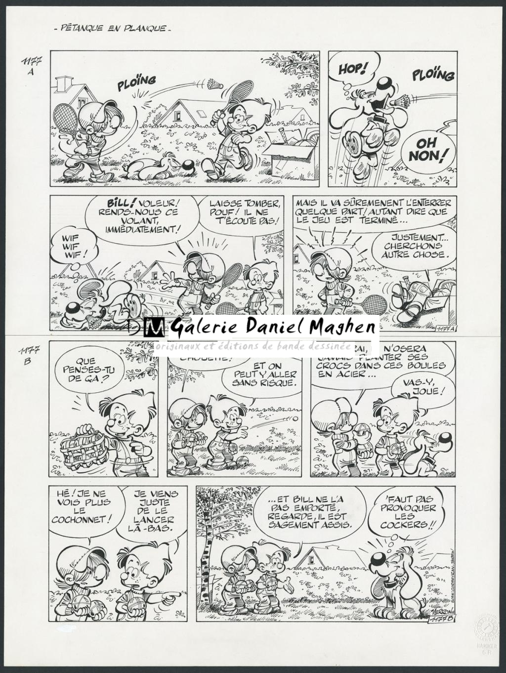 Planche originale n°1177, gag intitulé Pétanque en planque - Laurent Verron - Encre de Chine sur papier - 4306