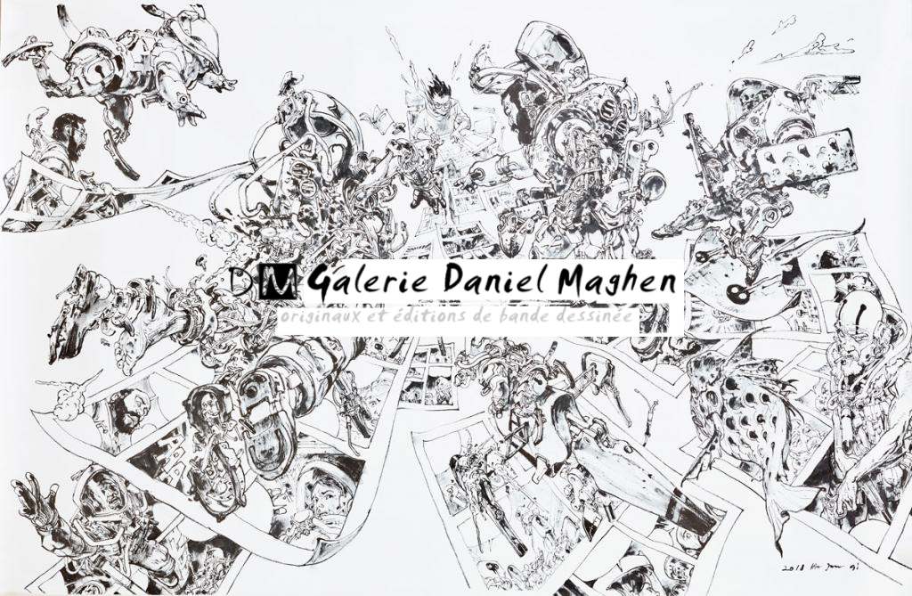 Comics Wars, 2018. Illustration originale, signée - Kim Jung Gi - Encre de Chine sur papier - 4853