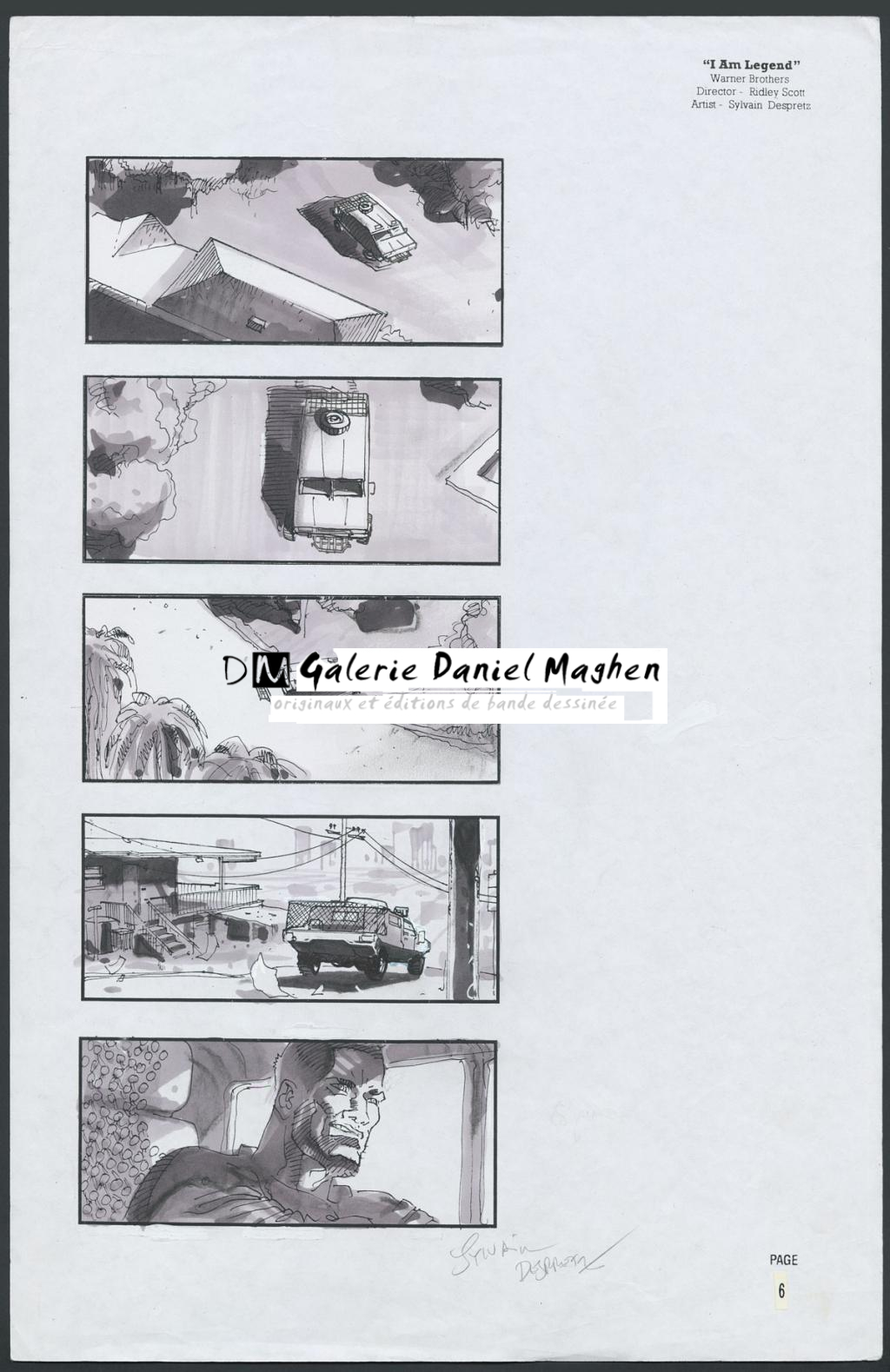 Story board pour le projet de film I Am Legend par Ridley Scott avec Arnold Schwarzenegger - Sylvain Despretz - Technique mixte sur papier - 4250