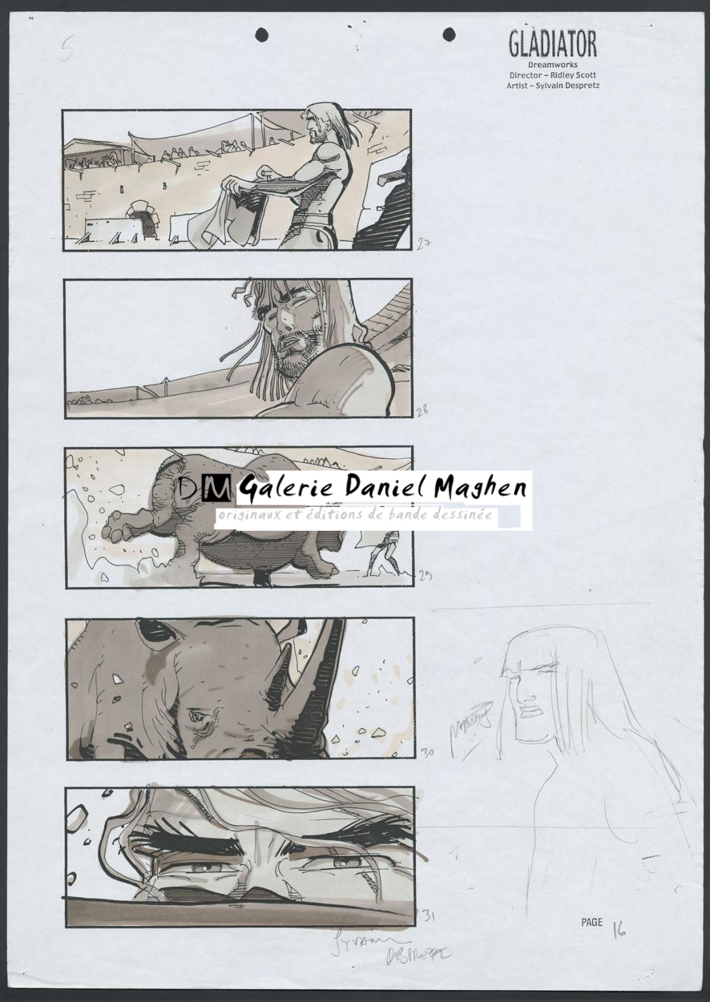 Story-board pour le film Gladiator de Ridley Scott - Sylvain Despretz - Encre de Chine sur papier - 4315