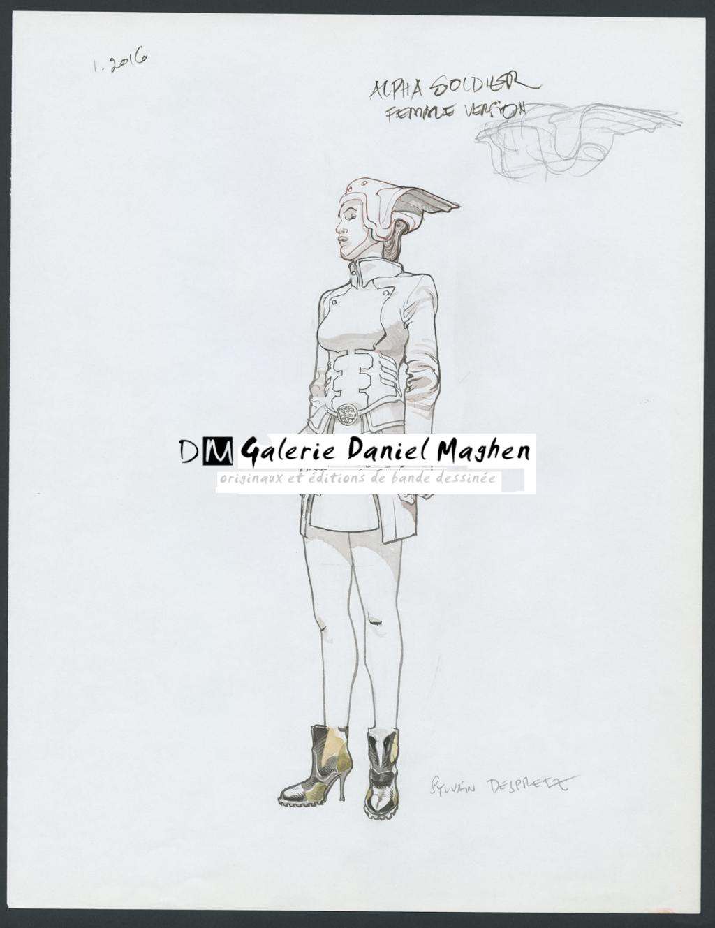 Alpha astronaut, Female version"
Concept pour le film Valérian et la cité des mille planètes de Luc Besson - Sylvain Despretz - Encre de Chine et encre de couleur sur papier - 4229