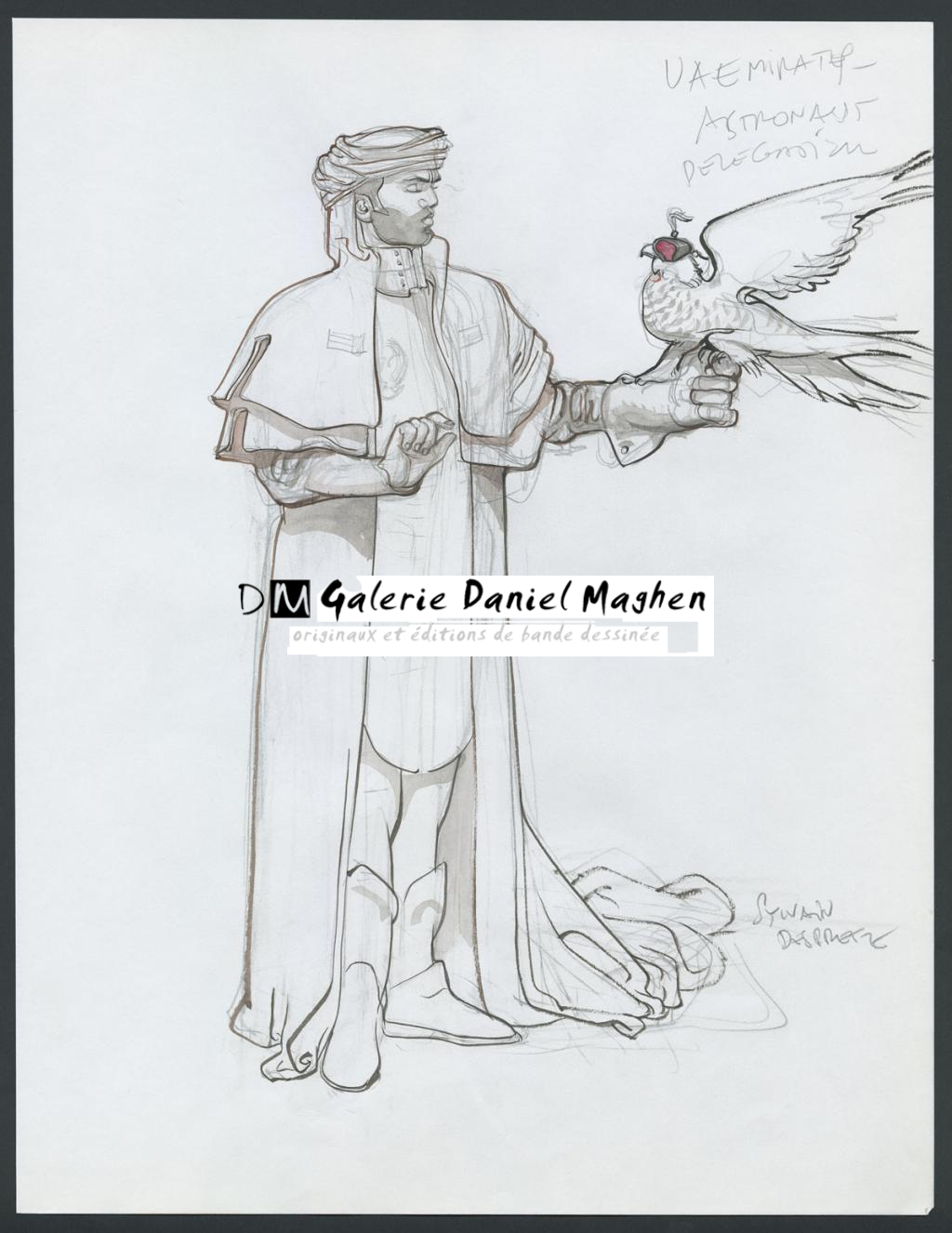 Emirate, astronaut delegation"
Concept pour le film Valérian et la cité des mille planètes de Luc Besson - Sylvain Despretz - Mine de plomb et aquarelle sur papier - 4246
