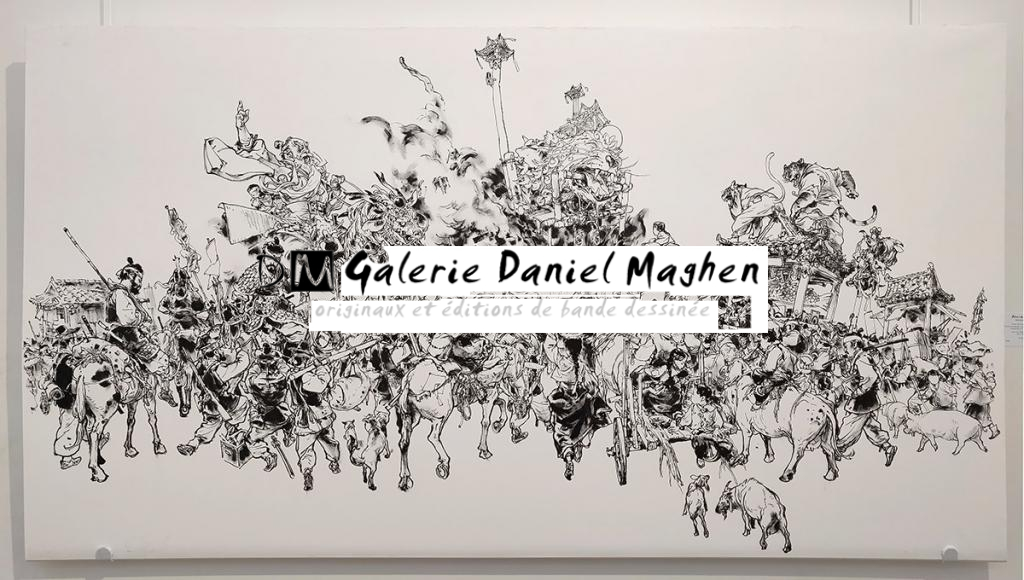 Illustration originale, entamée lors du FIBD d'Angoulême en 2018, oeuvre en cours de réalisation - Kim Jung Gi - Encre de Chine sur papier - 4854