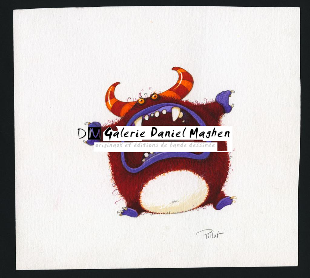 Illustration originale réalisée pour la création d'une chocolaterie de monstres dans la boutique de luxe Landmark à Honk Kong - Frédéric Pillot - Acrylique rehaussée de craie - 6259