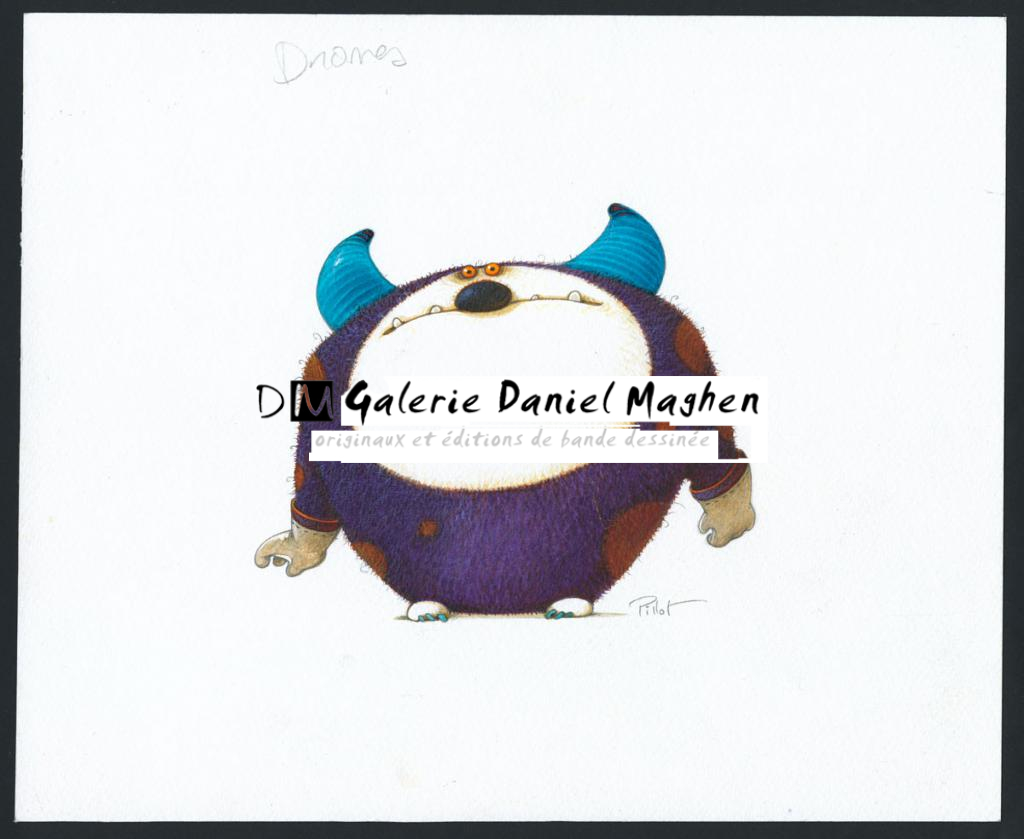 Illustration originale réalisée pour la création d'une chocolaterie de monstres dans la boutique de luxe Landmark à Honk Kong - Frédéric Pillot - Acrylique rehaussée de craie - 6258