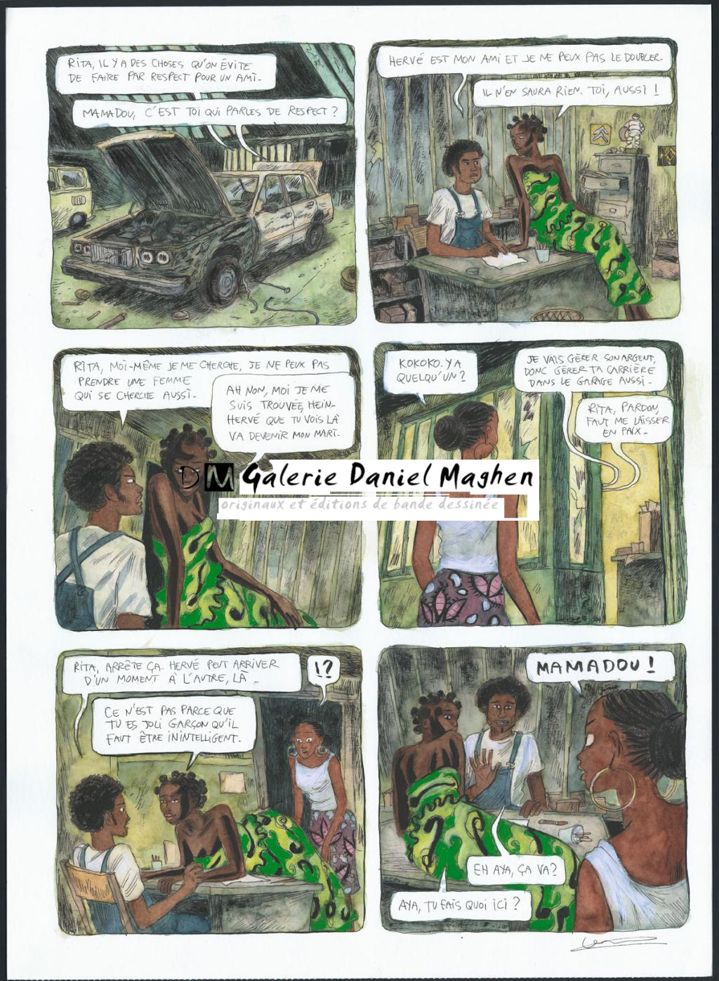 Nouvelle version grand format en couleur directe de la planche originale n°46, accompagnée de la planche originale à l'encre - Clément Oubrerie - Encre de Chine et aquarelle sur papier - 4419