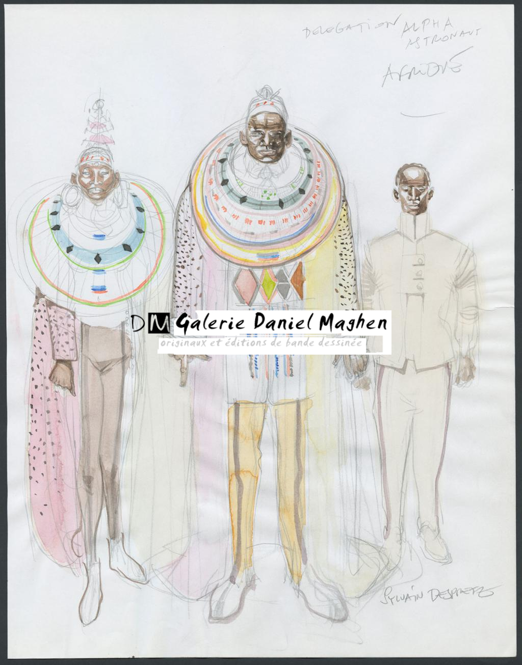 Delegation astronaut Afrique"
Concept pour le film Valérian et la cité des mille planètes de Luc Besson - Sylvain Despretz - Mine de plomb et aquarelle sur papier - 4163