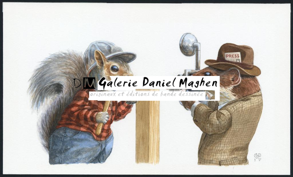 Illustration originale, Jimmy Squirrel Poses - Christopher Dunn - Aquarelle sur papier - 4732