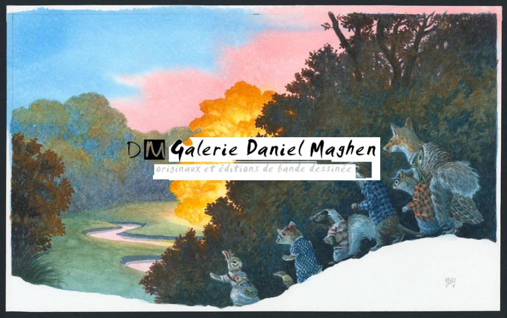 Illustration originale, Walking to the Treehouse - Christopher Dunn - Aquarelle sur papier - 4737