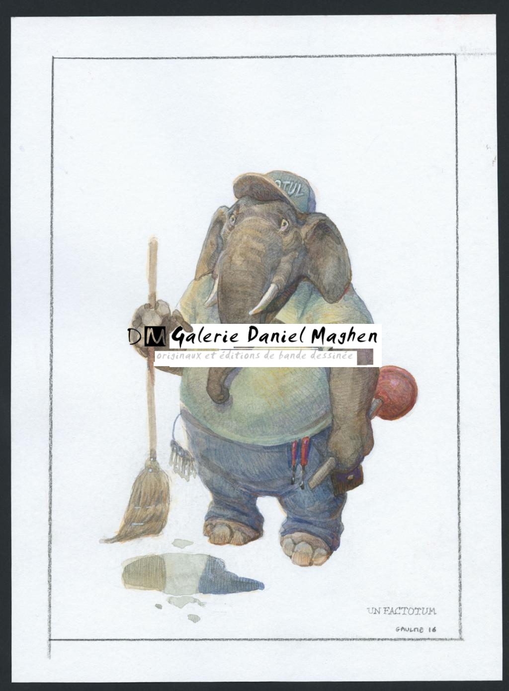 Illustration originale : un factorum - Armel Gaulme - Aquarelle sur papier - 6083