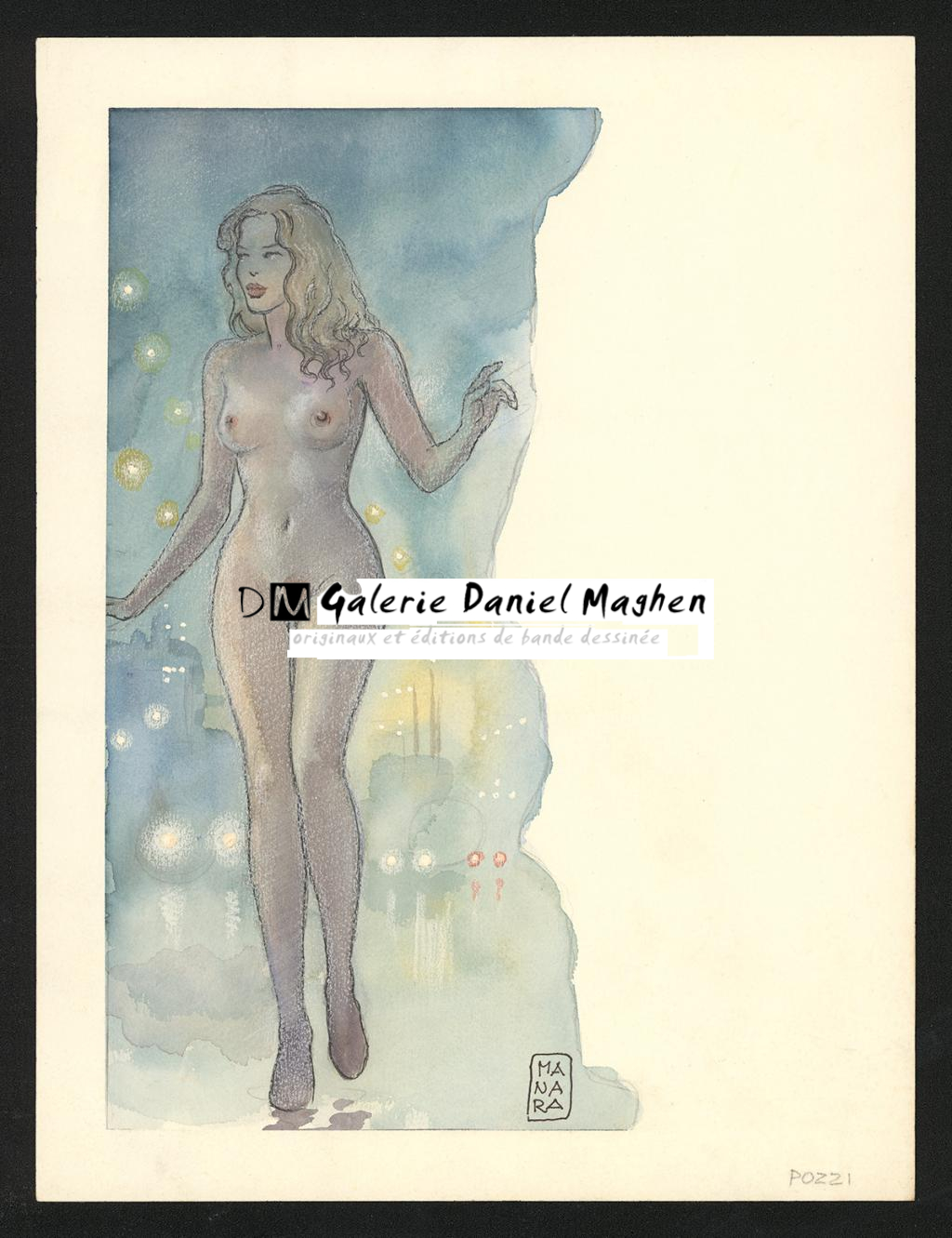 Illustration originale - Milo Manara - Technique mixte sur papier - 6447