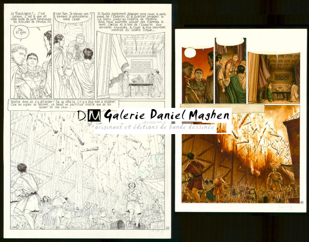 Planche originale n°10, avec sa mise en couleur de la main de Jérémy - Delaby & Jérémy - Encre de Chine sur papier - 5624