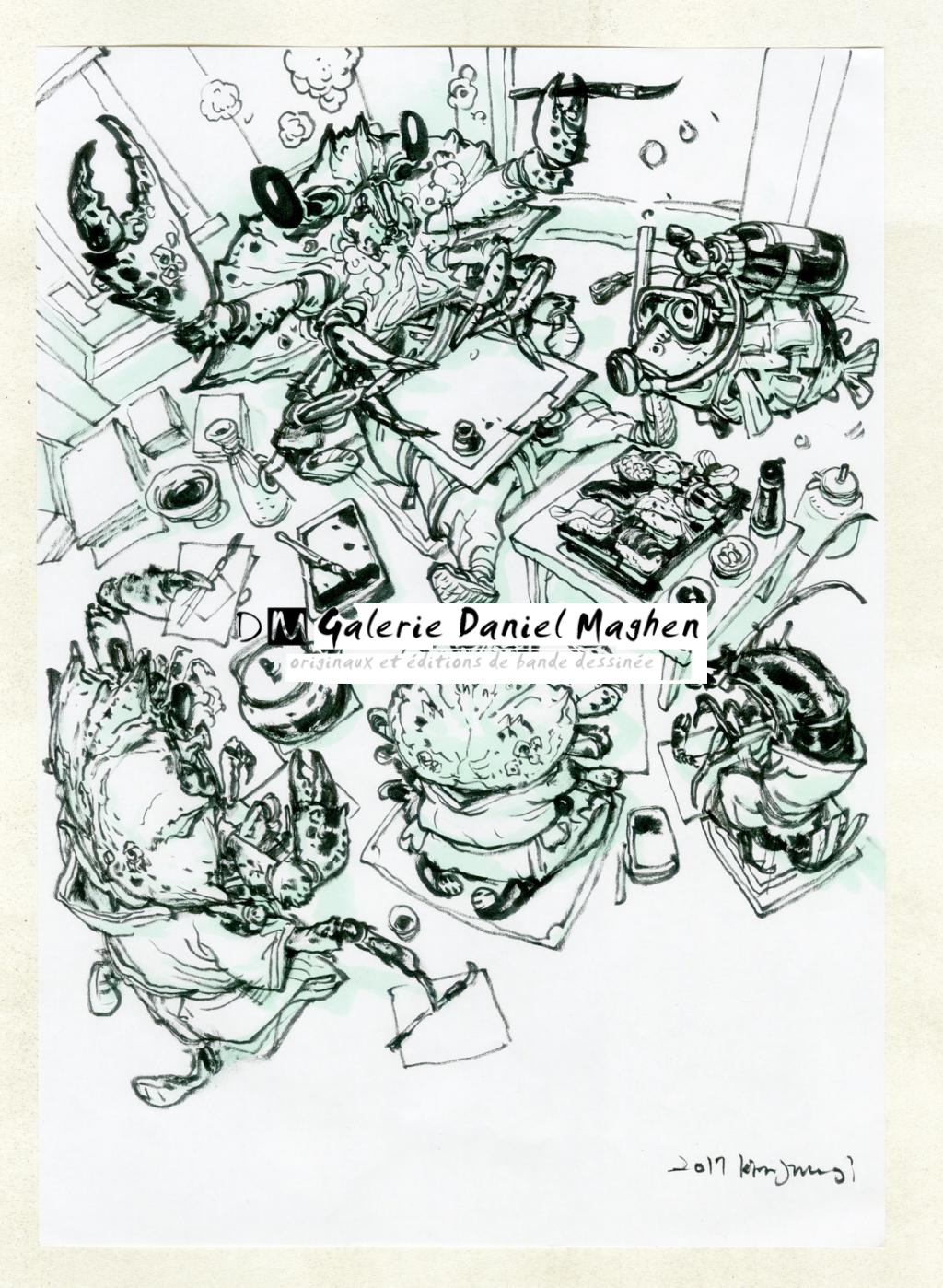 Illustration originale - Kim Jung Gi - Encre de Chine et encre de couleur sur papier - 4802