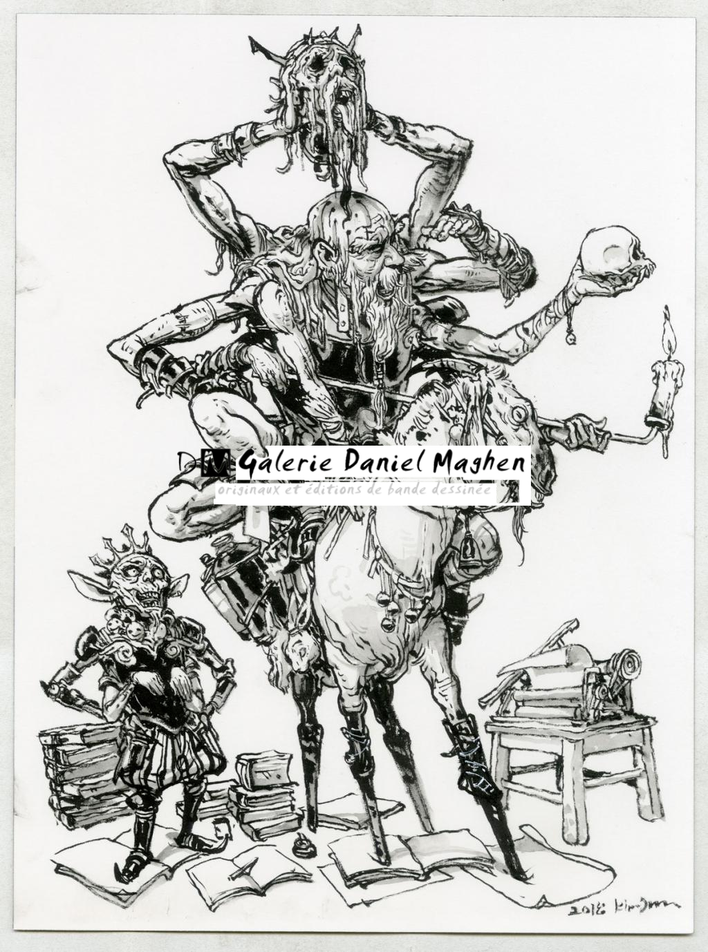 Illustration originale, fan art d'après " Even Mehl Amundsen " , Tegn 2 - Kim Jung Gi - Encre de Chine sur papier - 4857