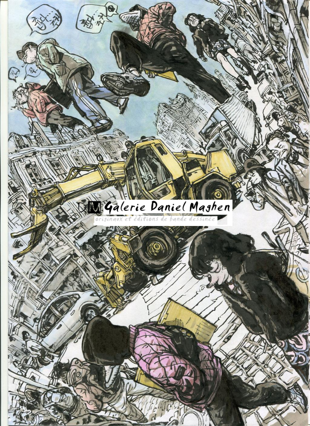 Illustration originale - Kim Jung Gi, Hyungjin et Boinlee à angoulême - Kim Jung Gi - Encres de couleur sur papier - 4781