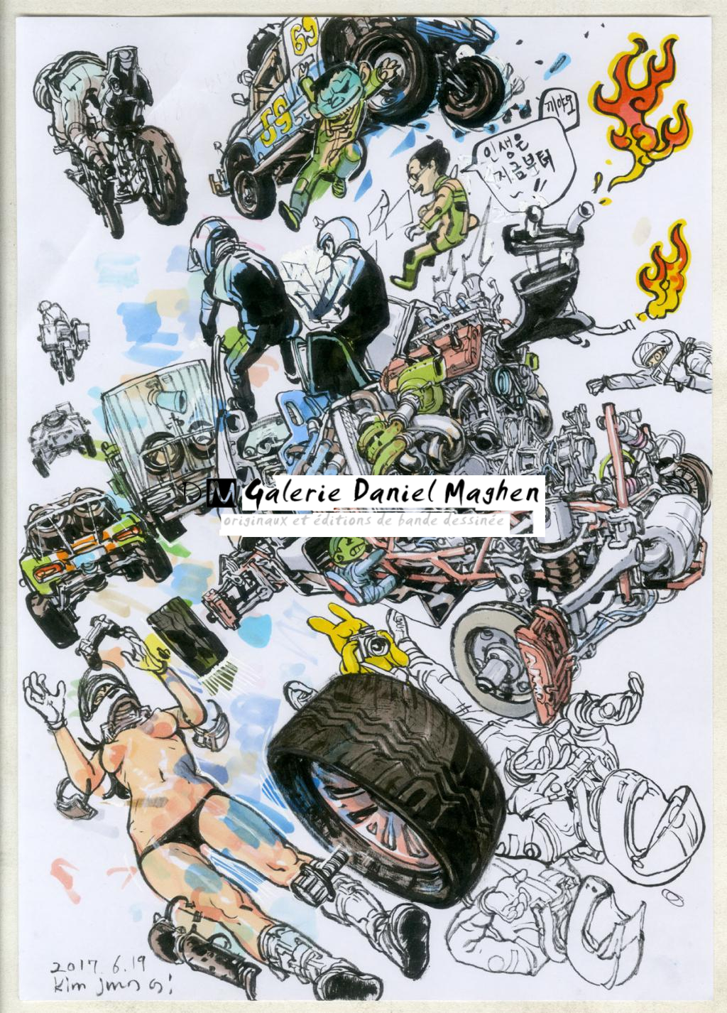 Illustration originale - Kim Jung Gi - Encre de Chine et encre de couleur sur papier - 4697