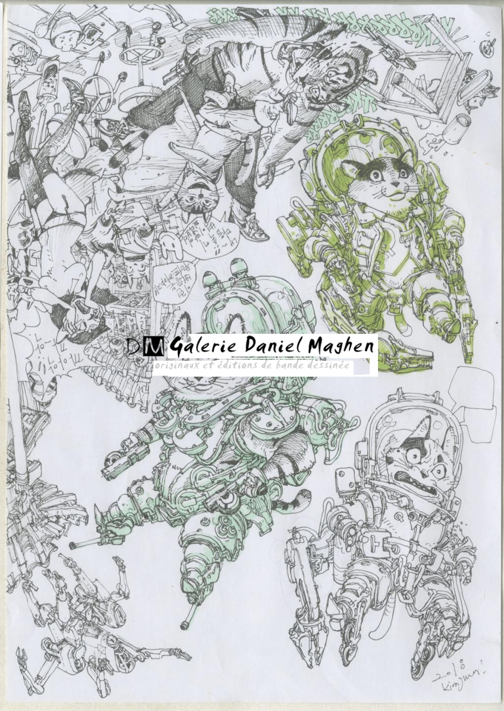 Illustration originale - Kim Jung Gi - Encre de Chine et encre de couleur sur papier - 4783