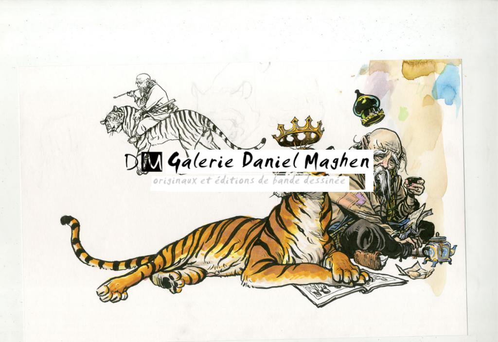 Illustration originale - Kim Jung Gi - Encre de Chine et encre de couleur sur papier - 4790