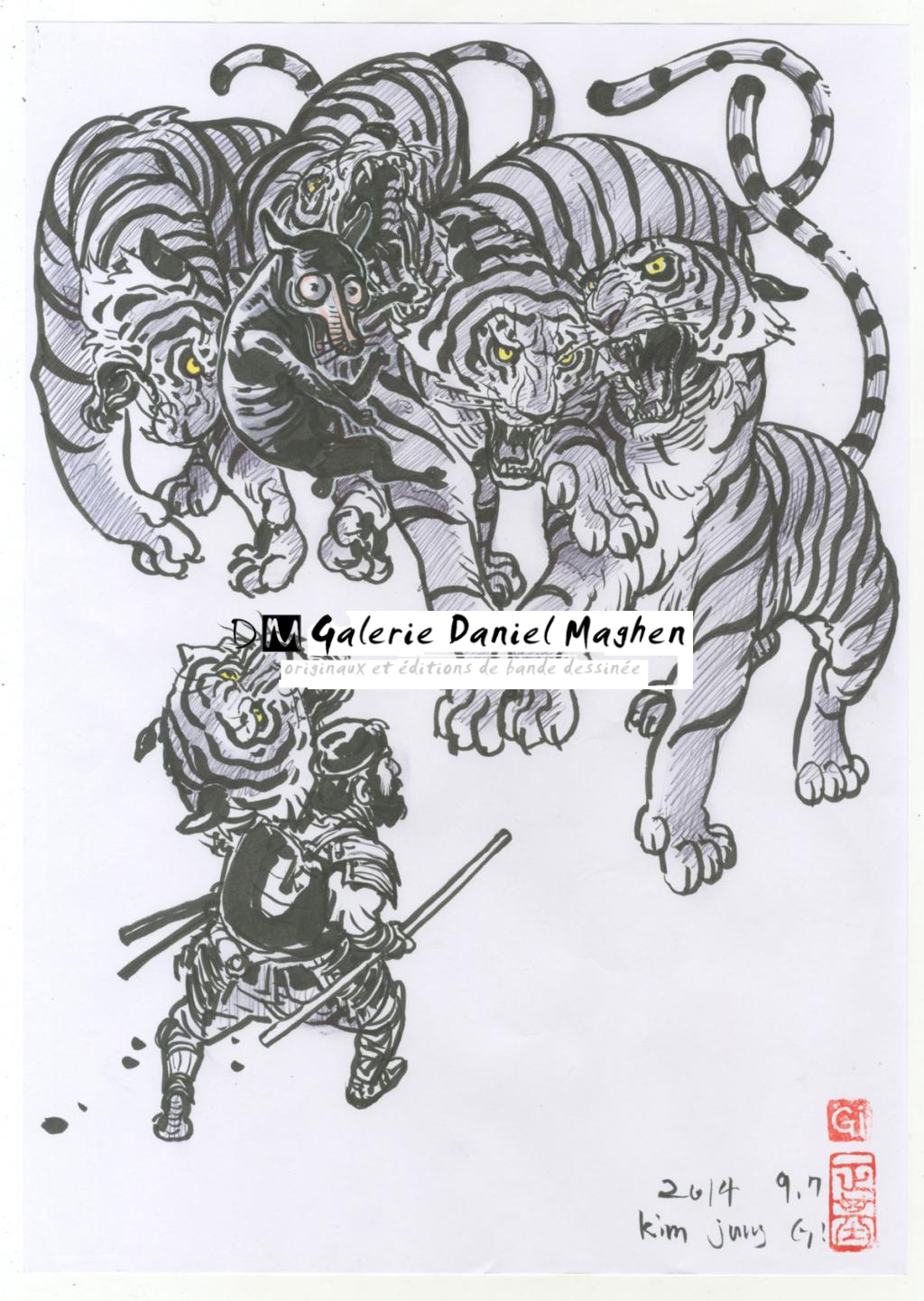 Illustration originale - Kim Jung Gi - Encre de Chine et encre de couleur sur papier - 4792