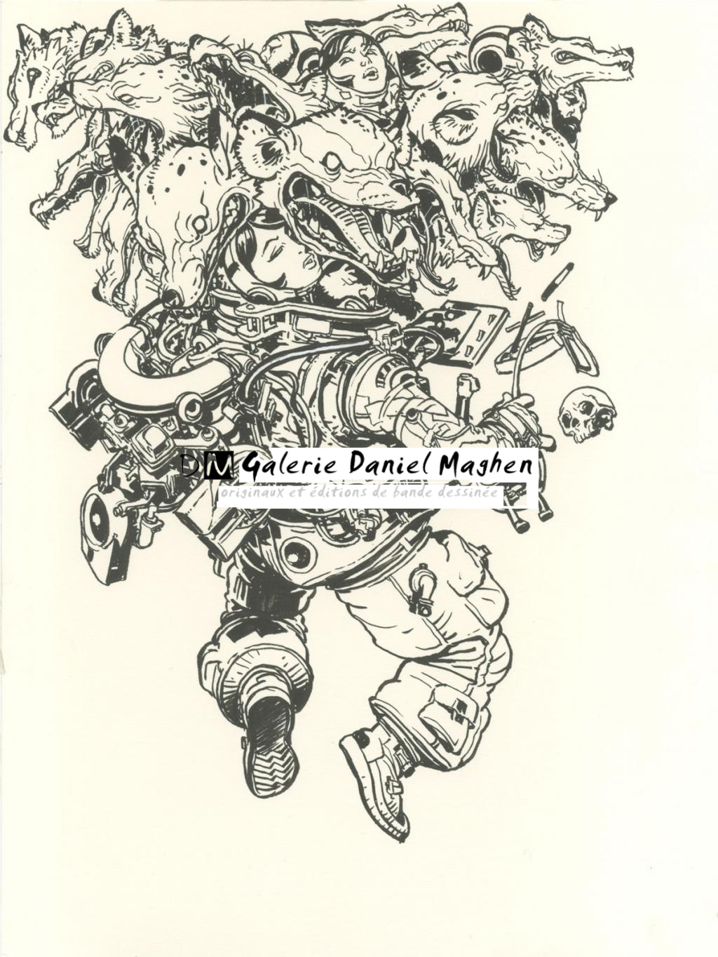 Illustration originale réalisée en 2018 - Kim Jung Gi - Encre de Chine sur papier - 4793