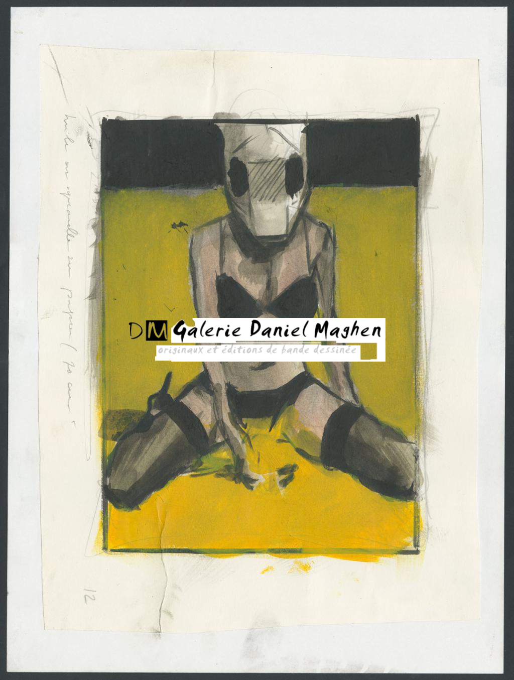 Illustration originale, recherche pour la série de peintures La Vestale en 2016 - Jean-Marc Rochette - Acrylique sur papier - 5159