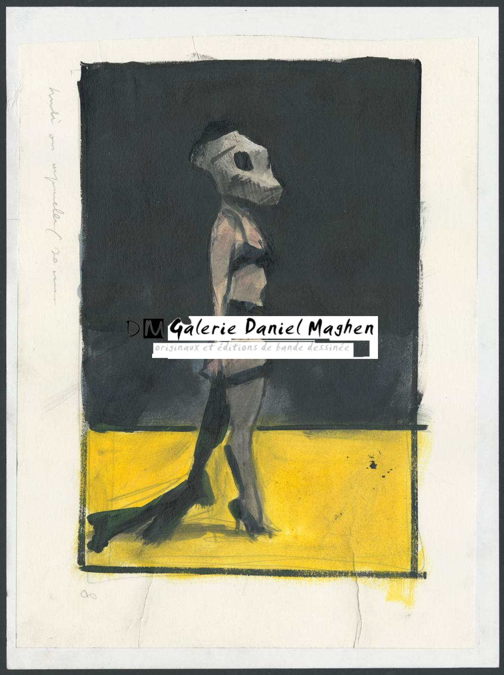 Illustration originale, recherche pour la série de peintures "La Vestale" réalisée en 2016 - Jean-Marc Rochette - Acrylique sur papier - 4396