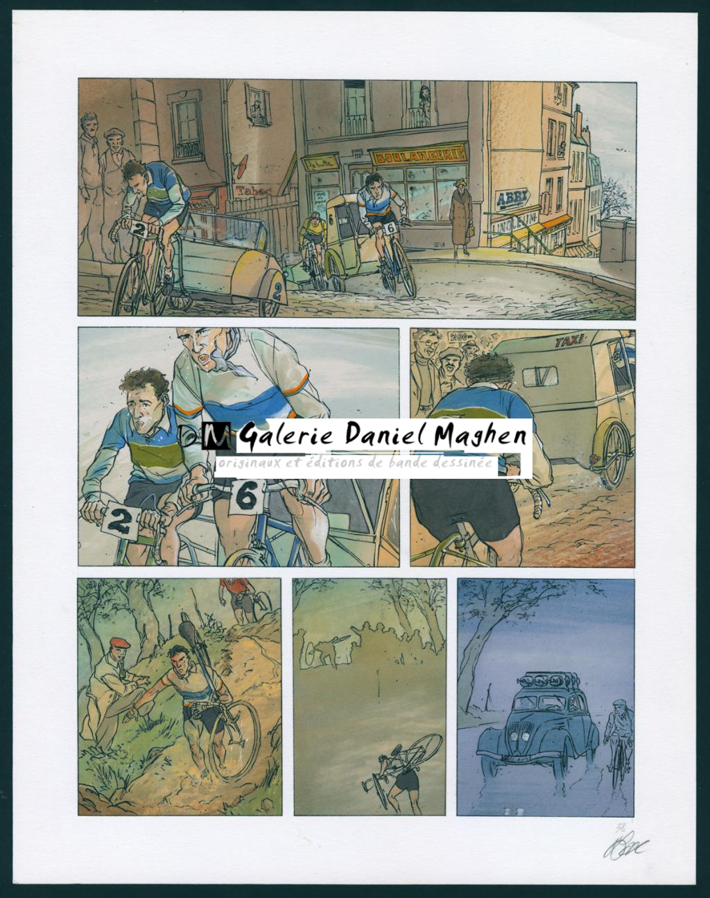 Planche originale noir et blanc n°38 accompagnée de la planche couleur - Christian Lax - Technique mixte - 4869