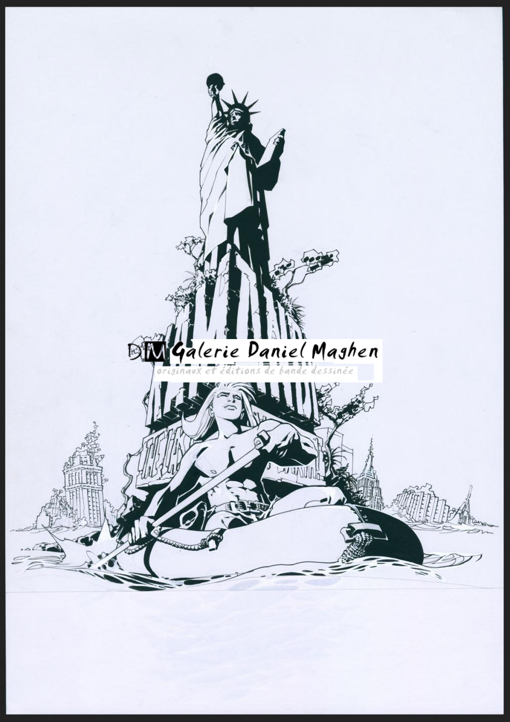 Kamandi, illustration originale publiée dans l'ouvrage Kirby & Me - Olivier Vatine - Encre de Chine et gouache blanche sur papier - 8