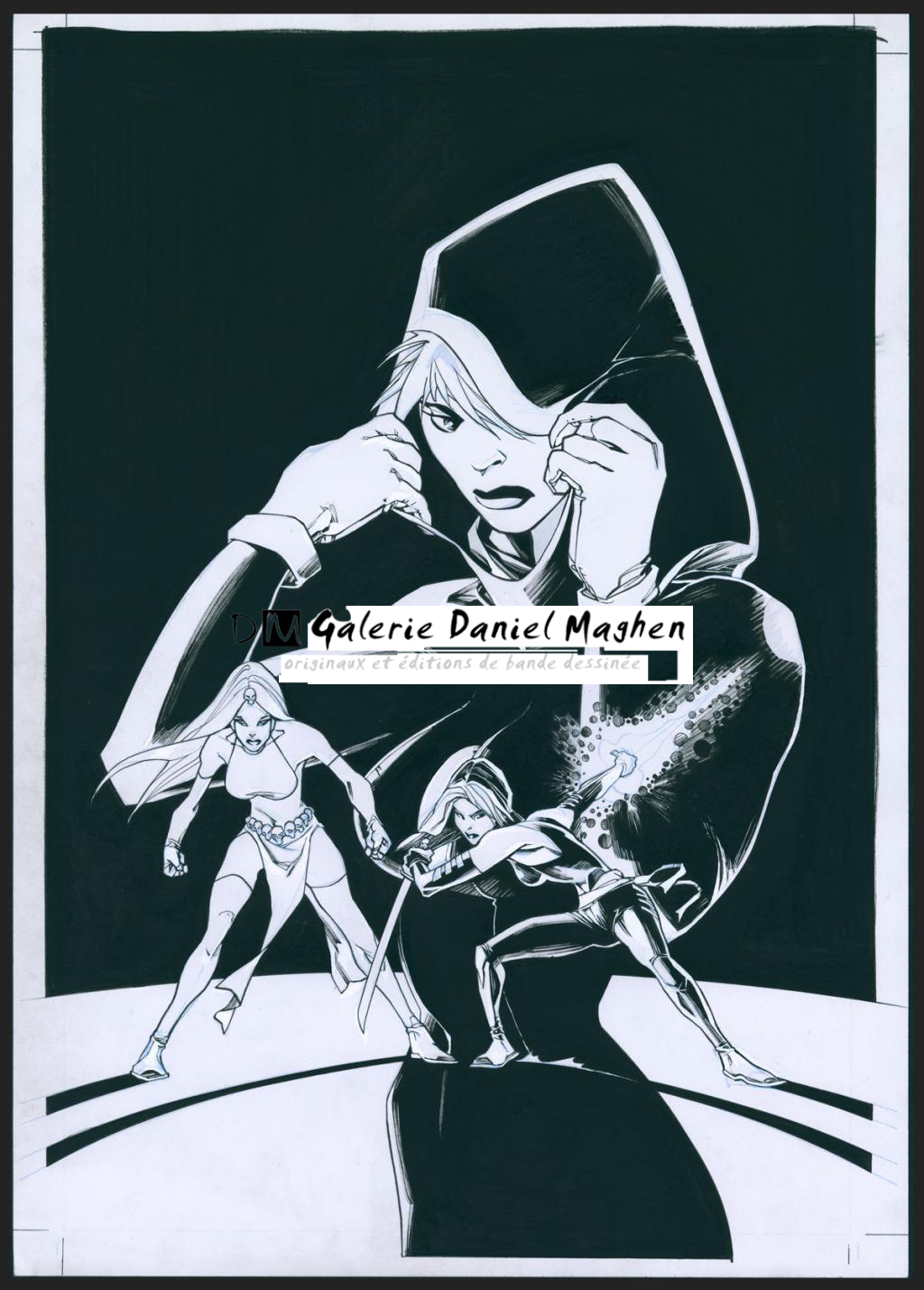 Couverture originale alternative du magazine Astonishing X-Men #1 de Marvel, publiée en 2017 - Olivier Vatine - Encre de Chine sur papier - 9