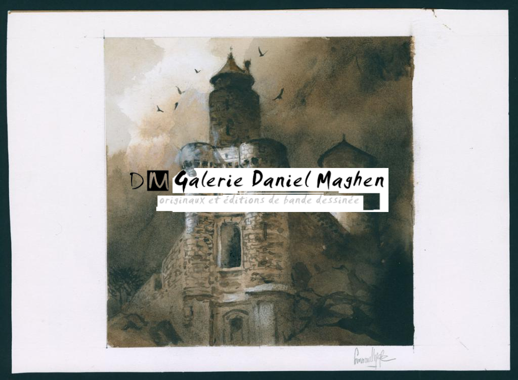 Illustration originale, extrait de "Aux Marches de Bretagne" d'Yvon Le Men, aux Editions Dialogues (2019) - Emmanuel Lepage - Encre de Chine et aquarelle sur papier - 4655