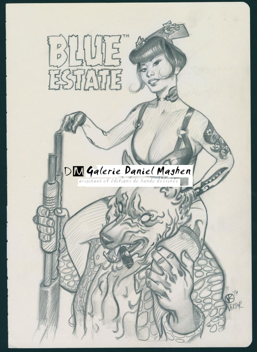 Illustration originale autour du comics " blue Estate " qui est aussi publié dans le artbook - Viktor Kalvachev - Mine de plomb sur papier - 4879