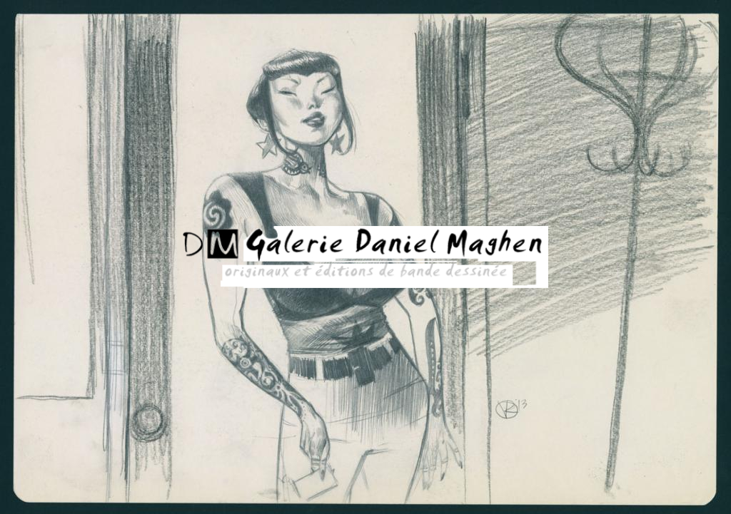 Illustration originale autour du comics " blue Estate " qui est aussi publié dans le artbook - Viktor Kalvachev - Mine de plomb sur papier - 4878