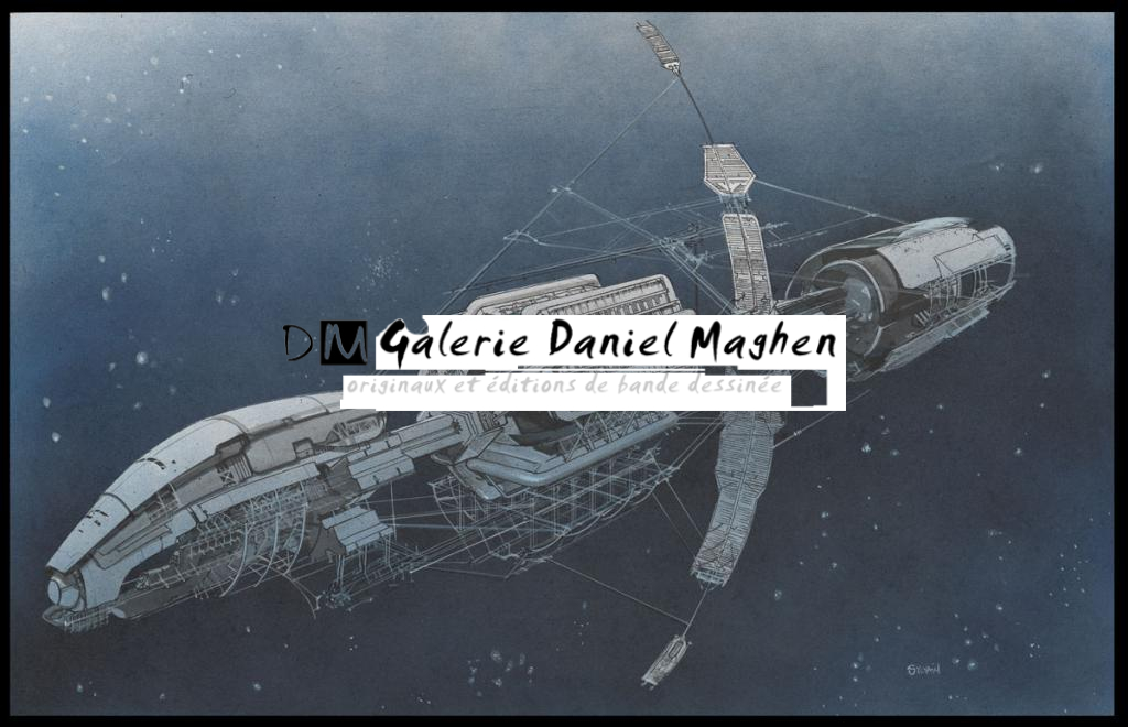 Illustration originale réalisée pour le design du vaisseau dans le film Super Nova de Walter Hill - Sylvain Despretz - Technique mixte sur papier - 5099