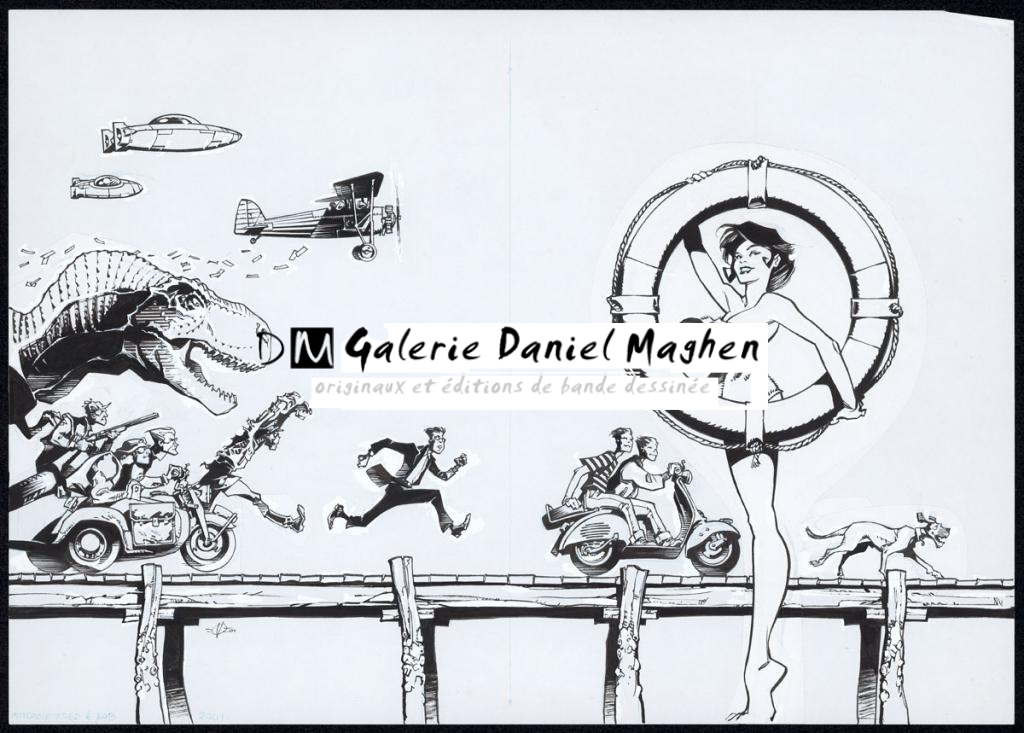 Illustration originale pour la couverture et quatrième de couverture de l'intégrale réalisée en 2001 - Olivier Vatine - Encre de Chine et gouache blanche sur papier - 5696