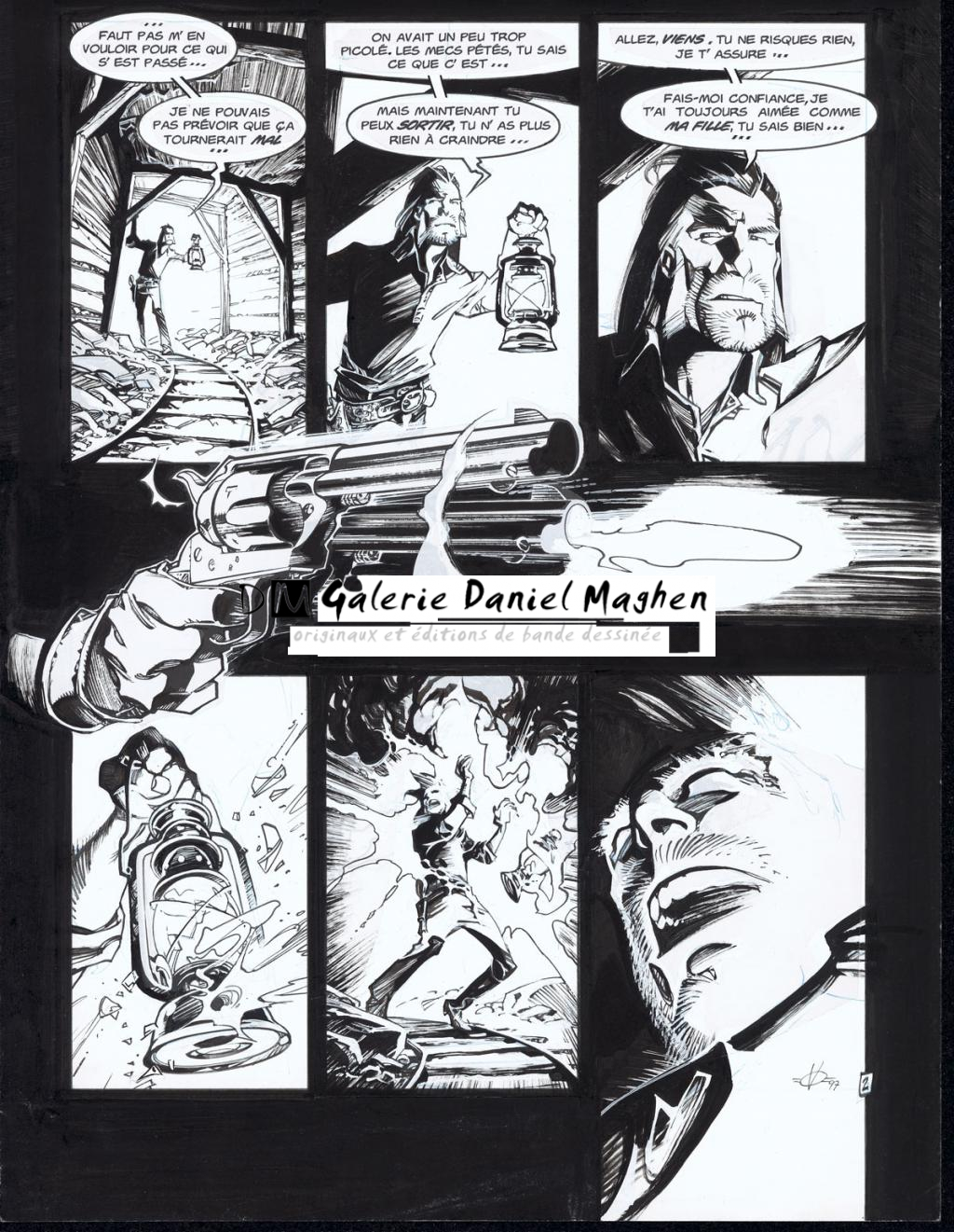 Planche originale n° 2, réalisé en 1997, rustine en case 5 - Olivier Vatine - Encre de Chine et gouache blanche sur papier - 5703