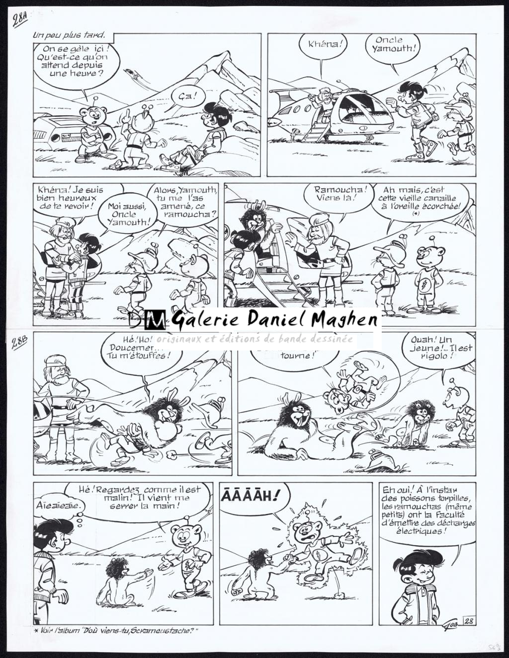 Planche originale n°28, une rustine en case 7 - Roland Gos - Encre de Chine sur papier - 4325