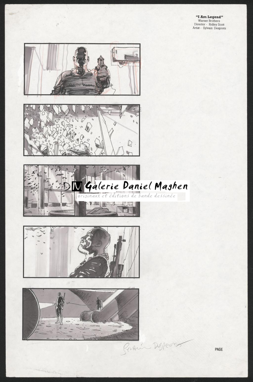 Story board pour le projet de film I Am Legend par Ridley Scott avec Arnold Schwarzenegger - Sylvain Despretz - Technique mixte sur papier - 5097