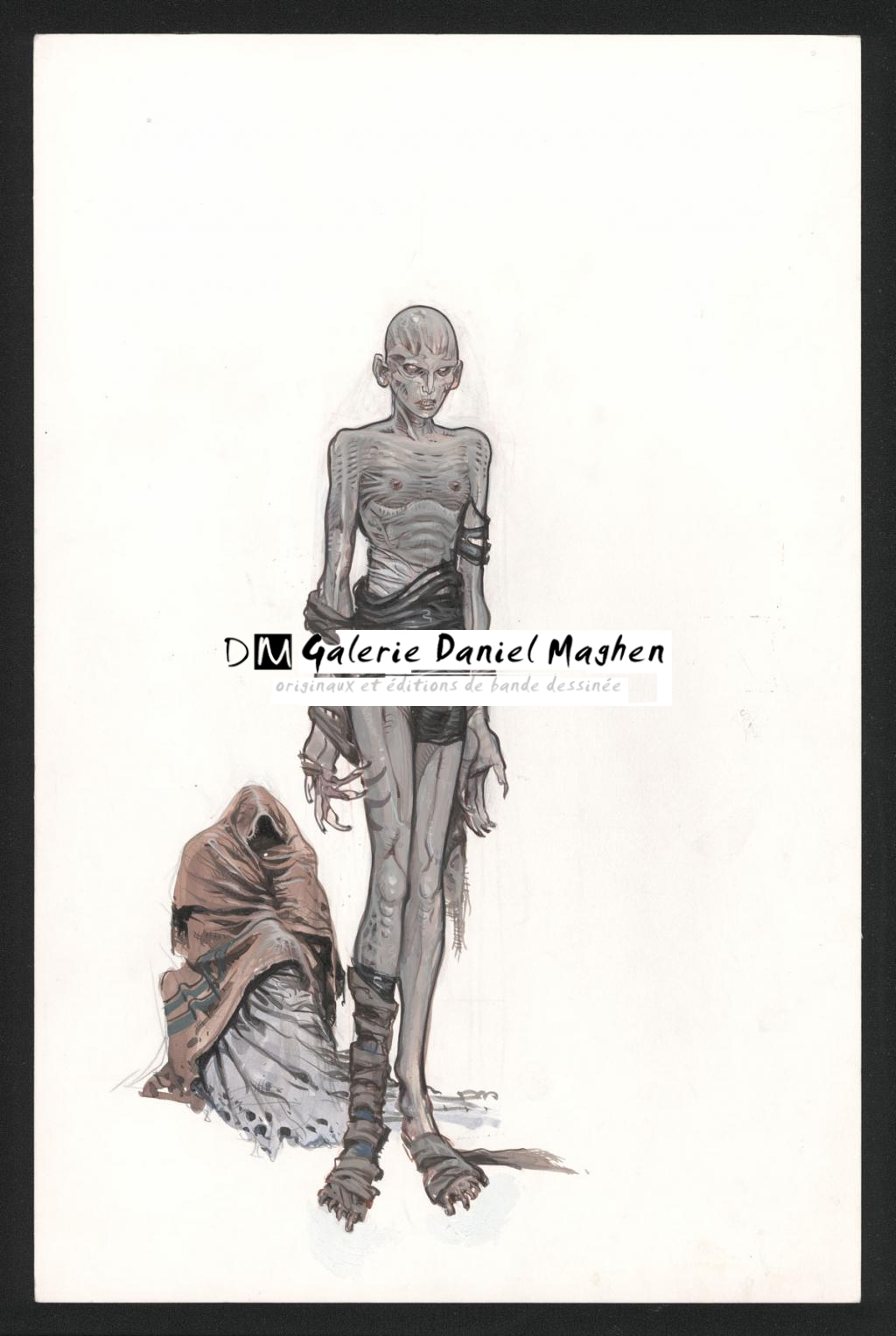 Concept art pour le projet de film I Am Legend par Ridley Scott avec Arnold Schwarzenegger - Sylvain Despretz - Technique mixte sur papier - 5096