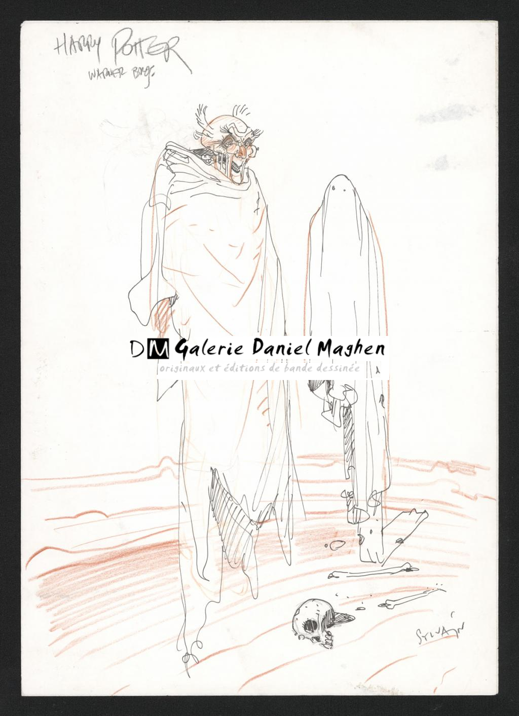 Concept art recto verso pour le film Harry Potter " The Goblet of Fire ". Sylvain despretz a été le premier a faire des designs pour Harry Potter - Sylvain Despretz - Technique mixte sur papier - 5093